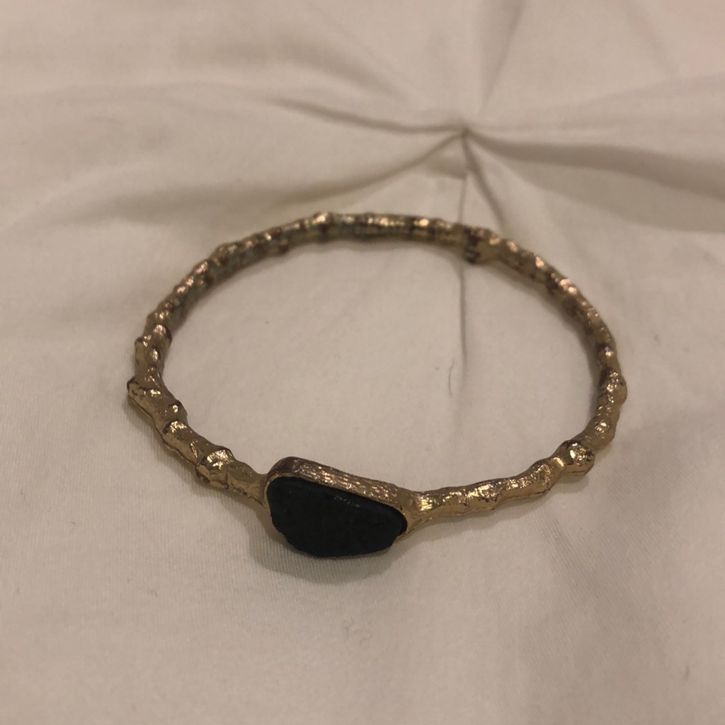 Champagne Gold And Black Geode Bangle